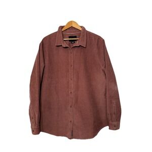 Wildfang The Essential Corduroy Long Sleeve Button Up Shirt Size 2X Shacket Pink